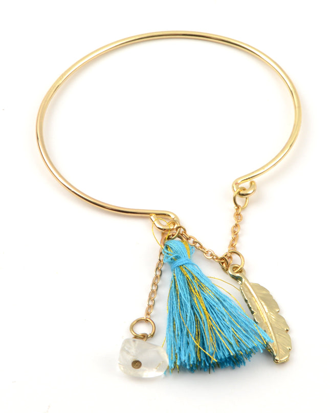 Blue Pom Pom Bracelet