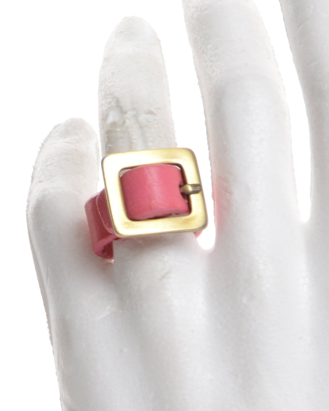 Pink Leather Ring