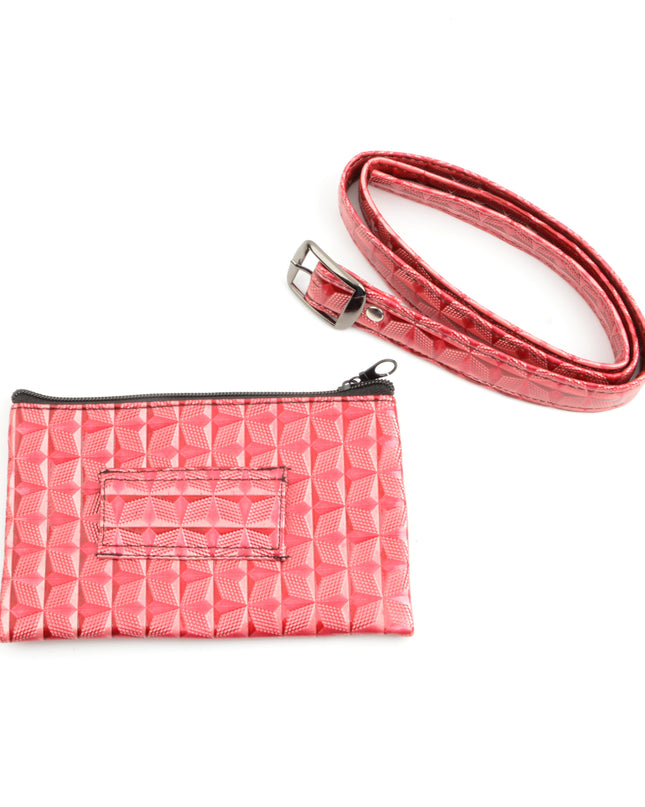 Pinkfarbene Gürteltasche mit geometrischem Muster | Trendige Accessoires für alle