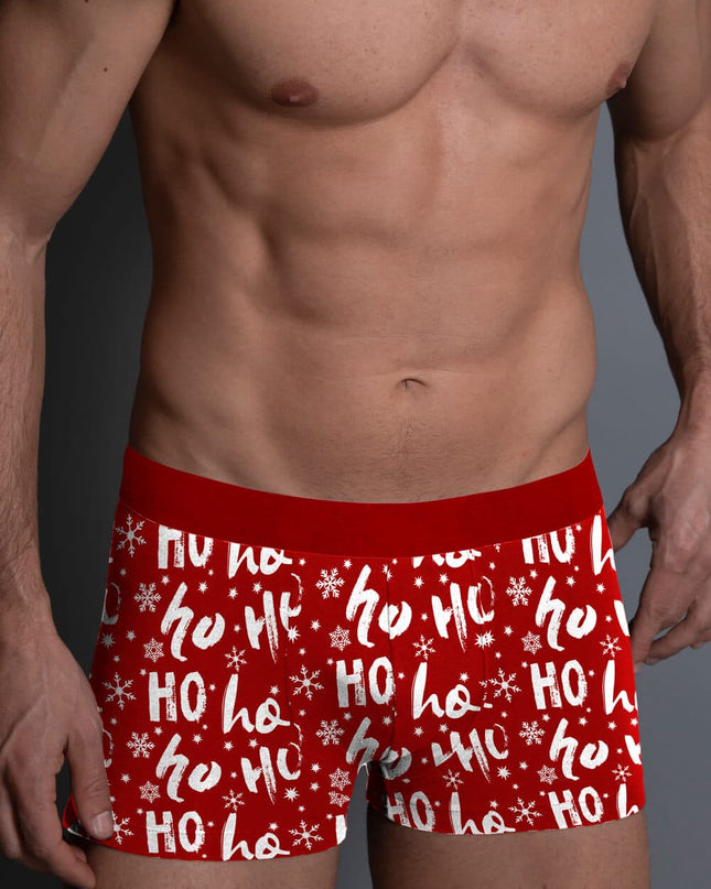 Rote Weihnachtsboxershorts für Herren Ho Ho Ho