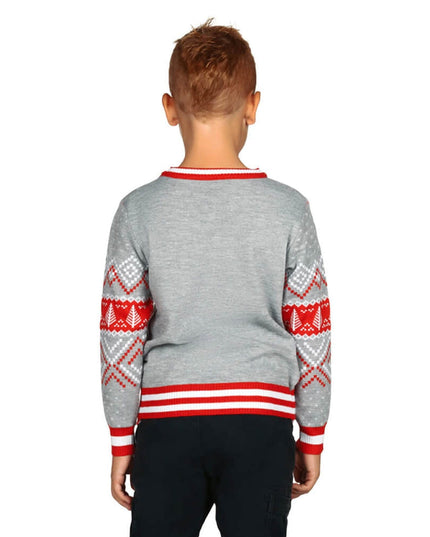 Boy's Sequin Rudolph Light Up Ugly Christmas Sweater