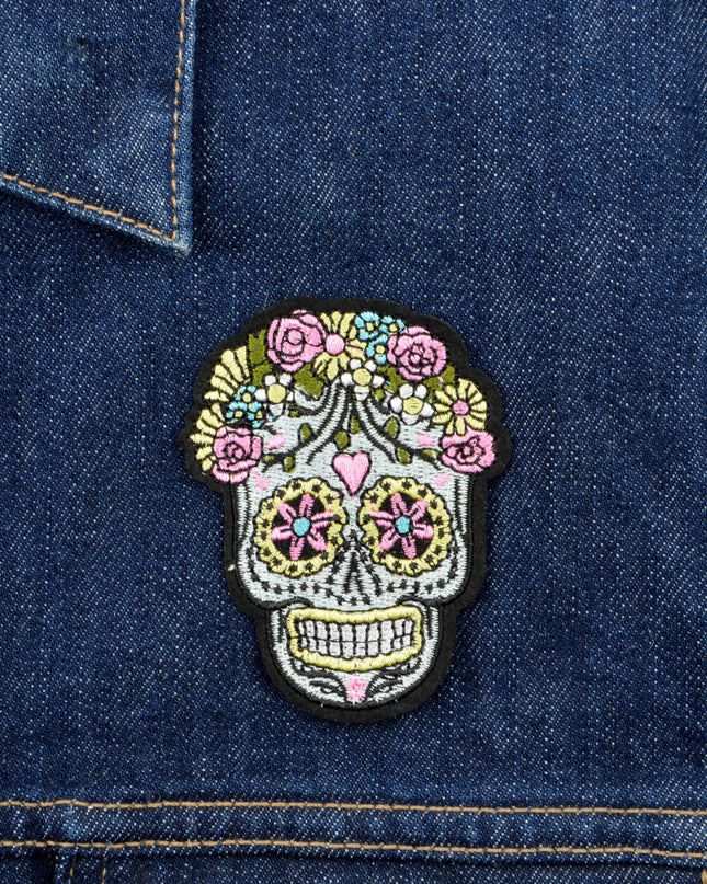 Floral Skull Patch for Halloween
