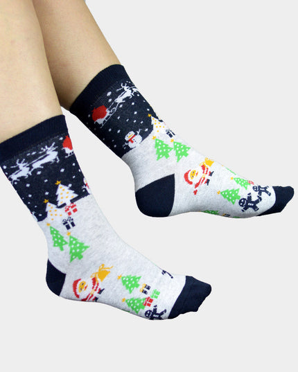 Unisex Christmas Socks - Snowman and Trees Design