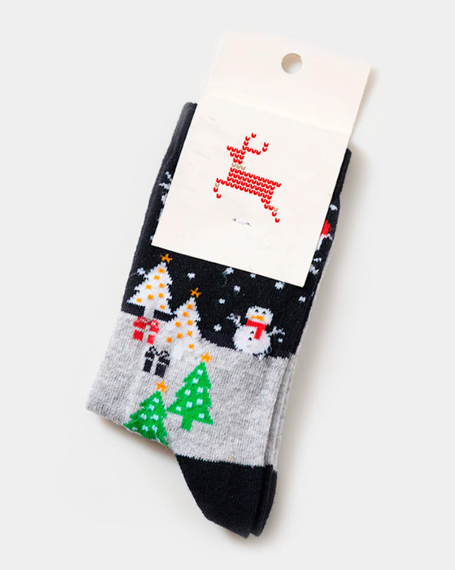 Unisex-Weihnachtssocken – Schneemann- und Tannenbaum-Design