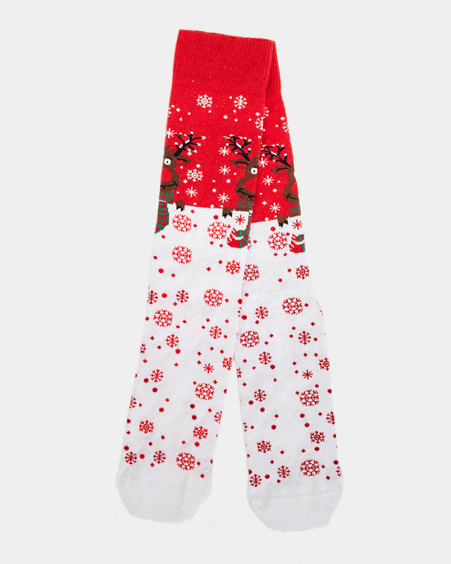 Unisex-Weihnachtssocken – Design mit rotem Rentier und Schal