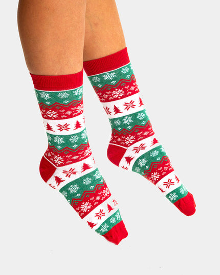 Unisex Green, Red, and White Christmas Socks