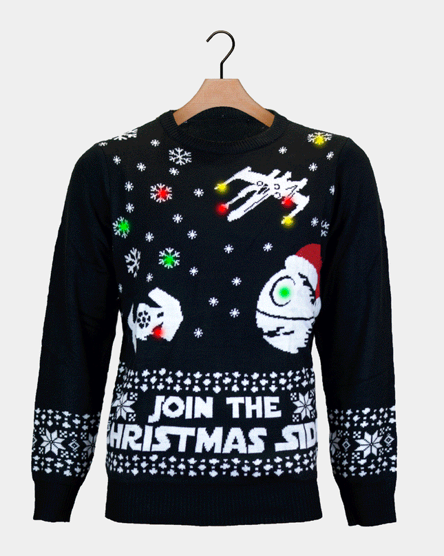 LED Lighted "Join the Christmas Side" Couple Sweater