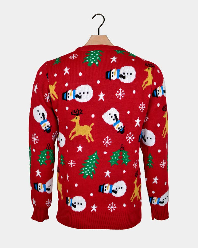 Red Women's Christmas Sweater with Snowman - Festive Style