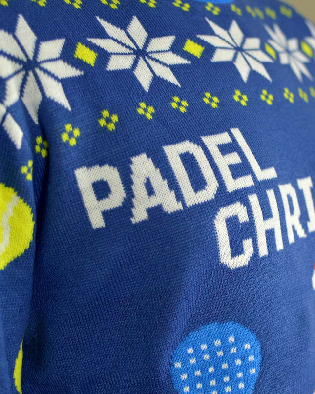 Blauer Padel-Weihnachtspullover