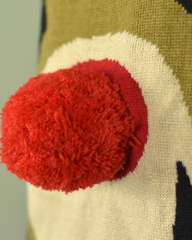 3D-Weihnachtspullover mit Rentier-Paarmotiv (rote Nase) – Blau