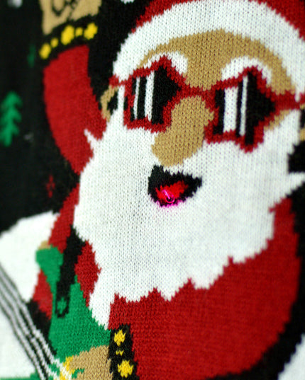 LED Rocker Santa Couples Christmas Sweater