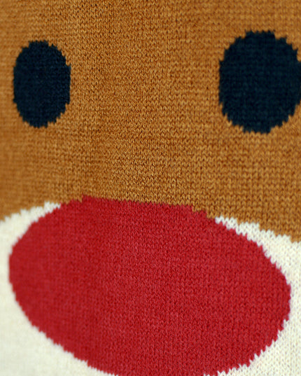 Couples Christmas Sweater with Red-Nosed Rudolph