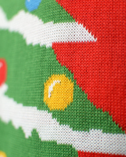 Roter Damen-Weihnachtspullover mit Weihnachtsbaummotiv
