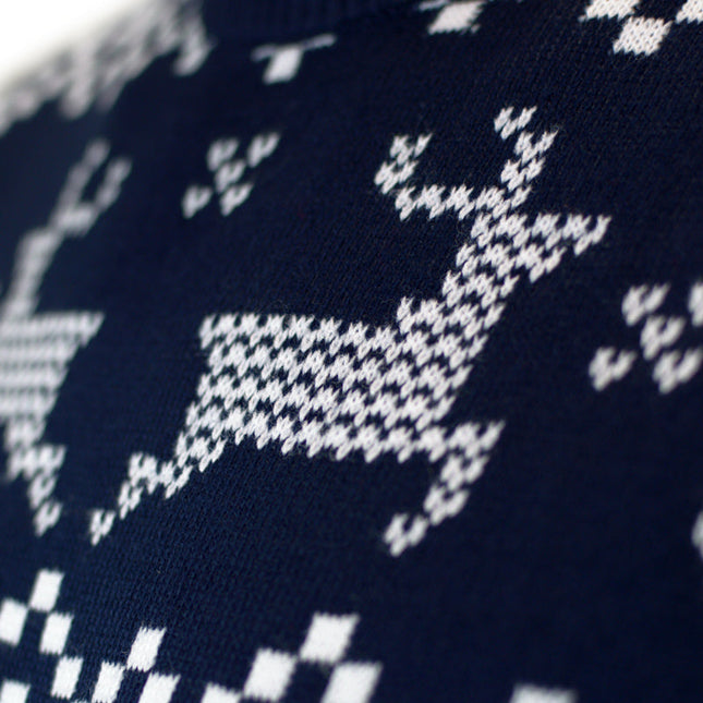 Blue Christmas Sweater for Men Featuring North Pole Design