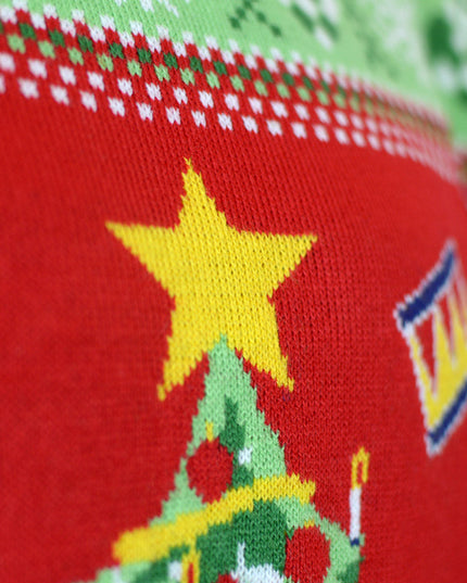 Men's LED Red Christmas Sweater with Christmas Tree