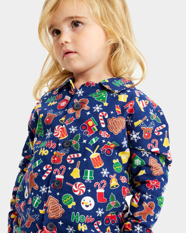 Family Christmas Pajamas in Blue with Festive Designs