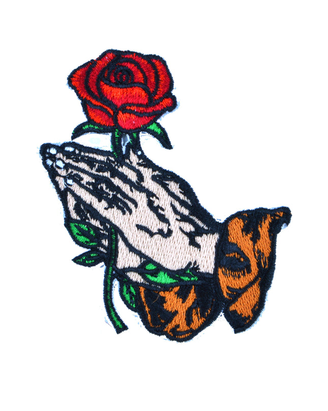 Aufnäher – Gebet mit Rosenmotiv