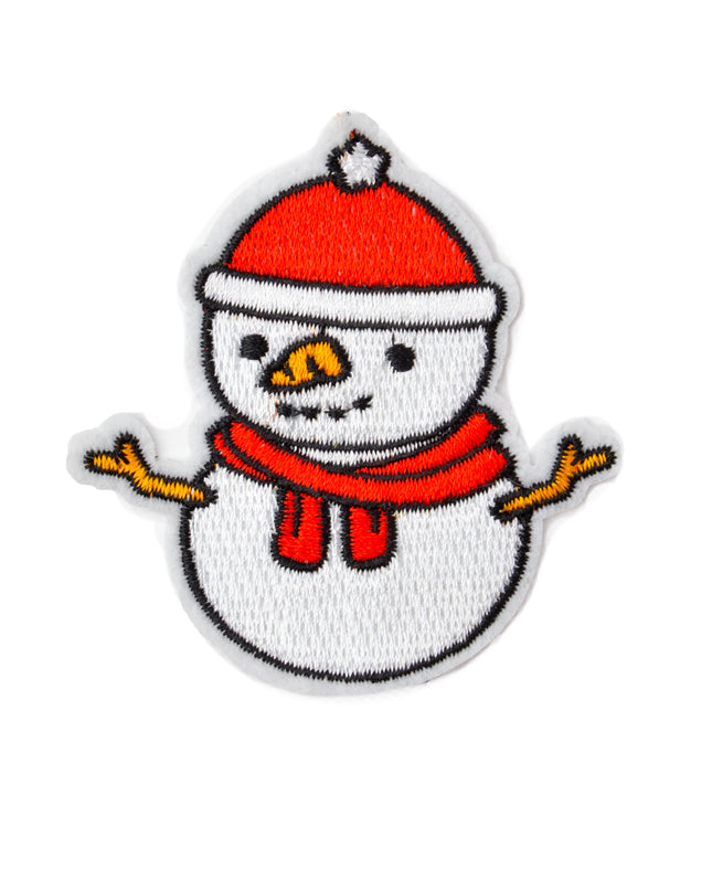 Schneemann mit Hutaufnäher – Weihnachtspullover-Accessoire