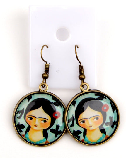 Frida Kahlo Art Earrings | Christmas and Halloween Jewelry for Women