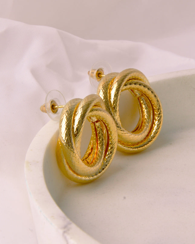 Earrings - Gold Knot Ribbed