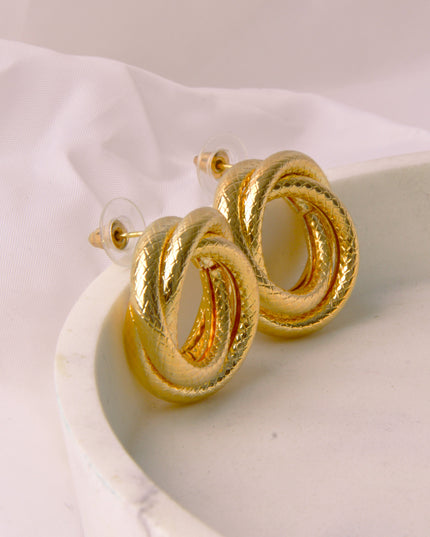 Gold Knot Ribbed Earrings