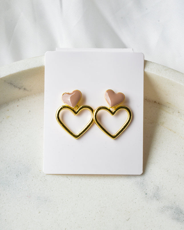 Earrings - Beige Heart