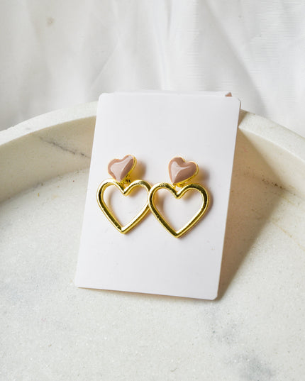 Earrings - Beige Heart