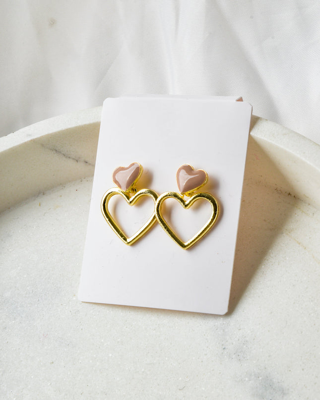 Earrings - Beige Heart