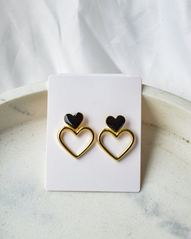 Earrings - Black Heart