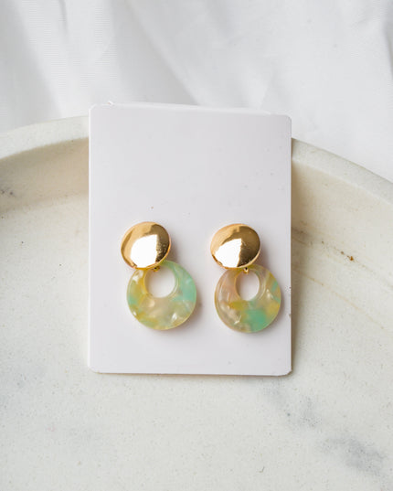 White Marble Hoop Earring