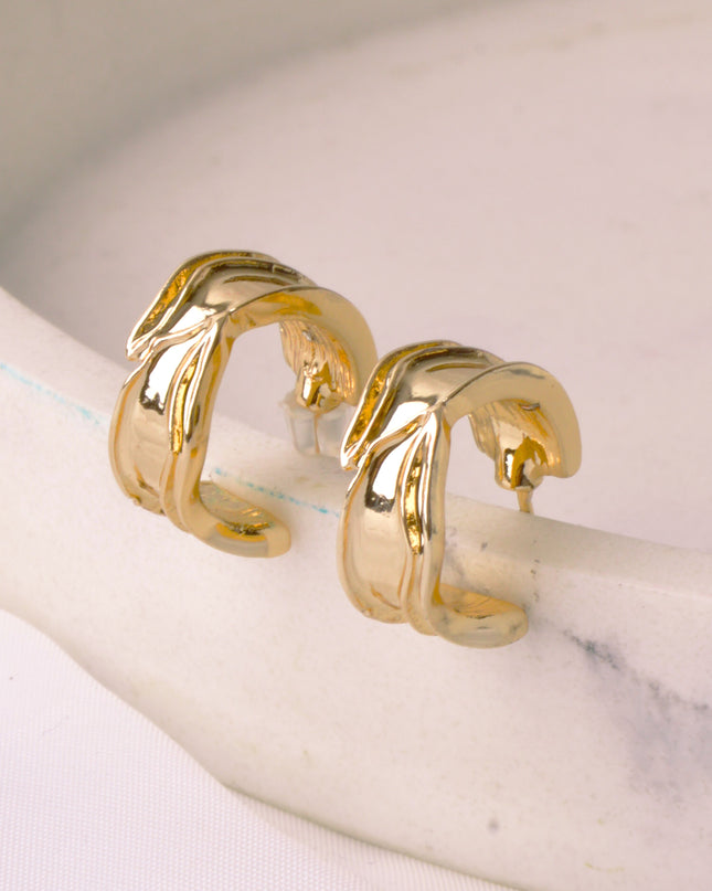 Earrings - Moon Gold Ribbed