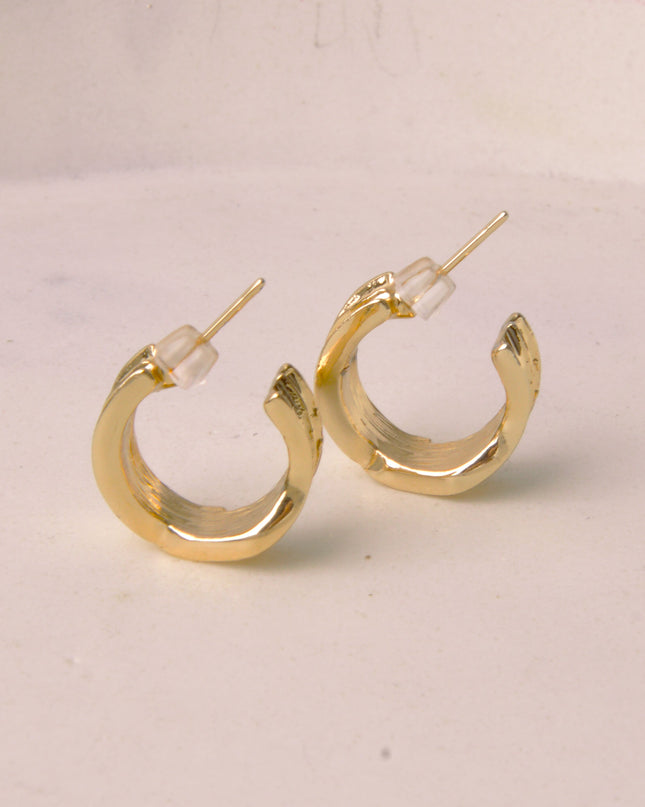 Earrings - Moon Gold Ribbed