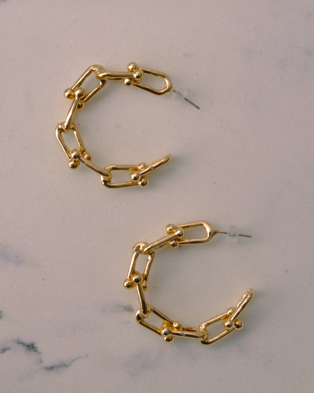 Earrings - Moon Gold Chain