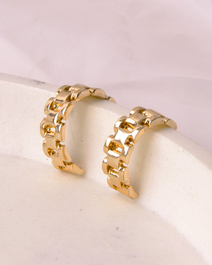 Gold Moon Strap Earrings