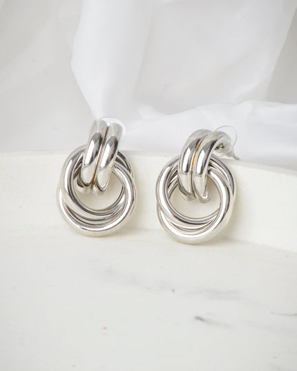 Twisted Silver Double Round Earrings