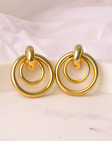 Double Gold Round Earrings
