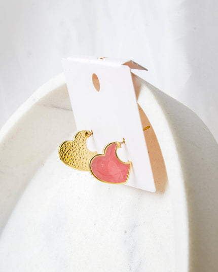 Pink Heart Piece Earrings