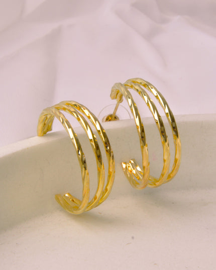 Triple Gold Moon Earrings