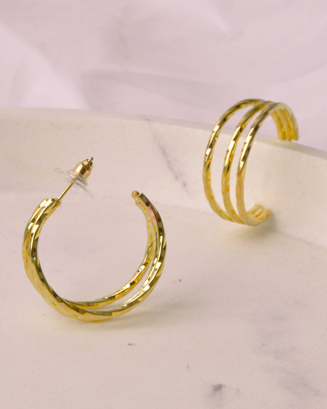 Triple Gold Moon Earrings
