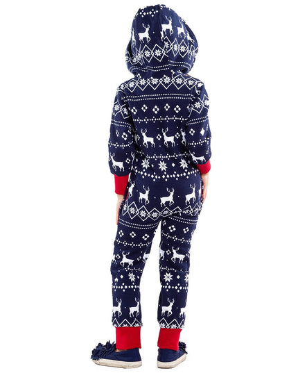 Girl's Blue Reindeer Jumpsuit