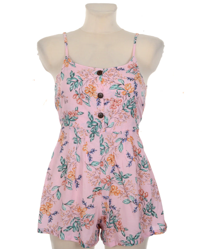 Knopf-Strampler - Blumenmuster I