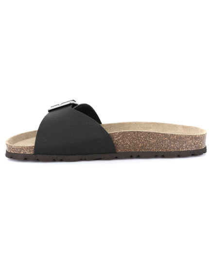 Grünland Schwarze Damen-Slipper mit einem Riemen