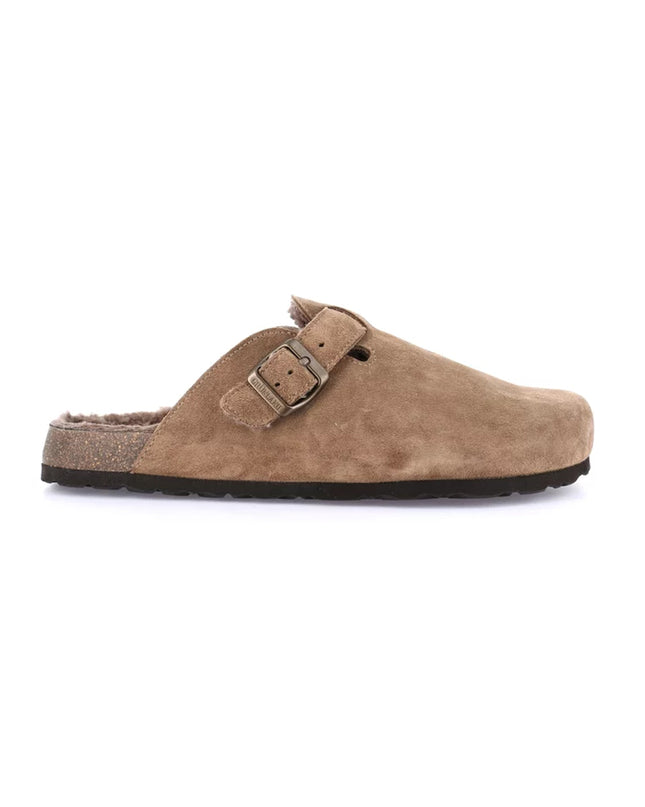 Grünland Herren-Plüschclogs – Taupe | Gemütliche Schuhe für die Feiertage