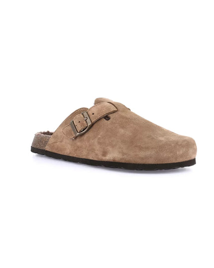 Grünland Herren-Plüschclogs – Taupe | Gemütliche Schuhe für die Feiertage