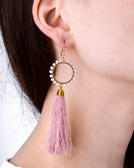 Beaded Earrings - Powder Pink for Christmas