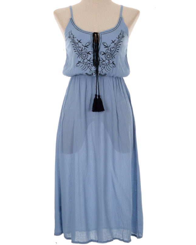 Light Blue Embroidered Dress