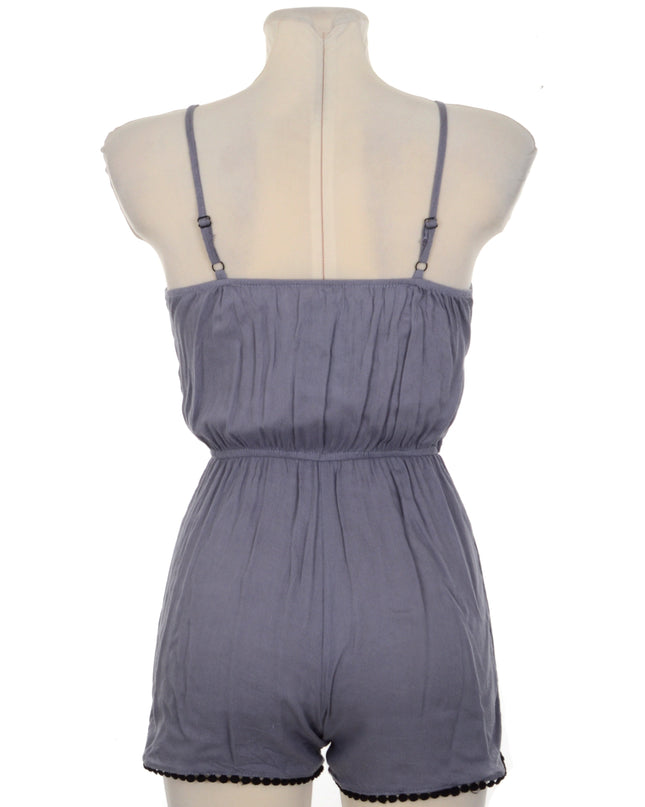 Gray Embroidered Romper