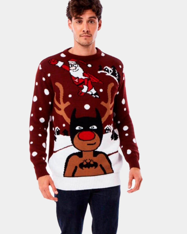 Damenpullover mit Weihnachtsmann-, Batman-, Superman- und Rentiermotiven