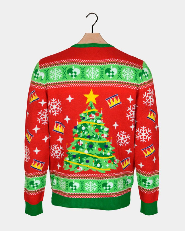Luminous LED Red Christmas Sweater with Christmas Tree