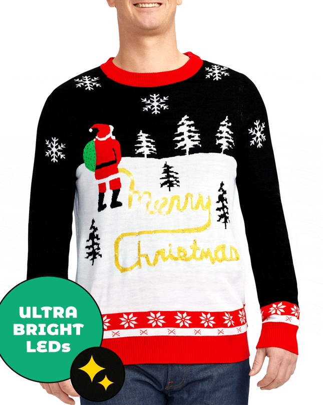 Men's Yellow Snow Light Up Ugly Christmas Sweater